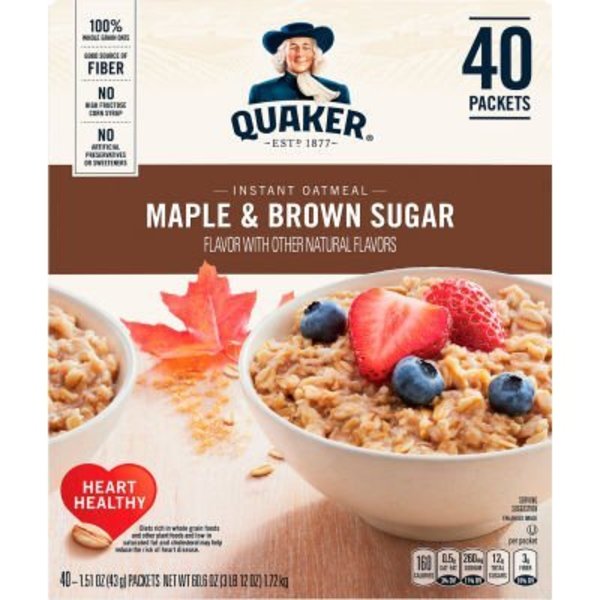 Green Rabbit Holdings QUAKER Instant Oatmeal Maple & Brown Sugar Packets, 40 Count 22000754